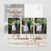 Foto Rustic Wood Floral Wedding Modern Vielen Dank Postkarte (Vorne/Hinten)