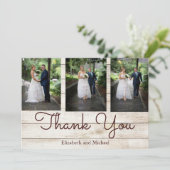 Foto Rustic Wood Floral Wedding Vielen Dank Dankeskarte (Stehend Vorderseite)