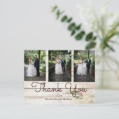 Foto Rustic Wood Floral Wedding Vielen Dank Postkarte (Stehend Vorderseite)