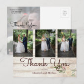 Foto Rustic Wood Floral Wedding Vielen Dank Postkarte (Vorne/Hinten)