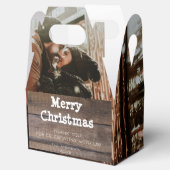 Foto Rustic Wood Frohe Weihnachtsfeier Geschenkschachtel (Geöffnet)