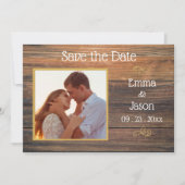 Foto Rustic Wood Grain Typografie Save The Date (Vorderseite)