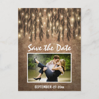 Foto-Rustikal-Weidenbaum-Save-the-Date-Postkarten Ankündigungspostkarte