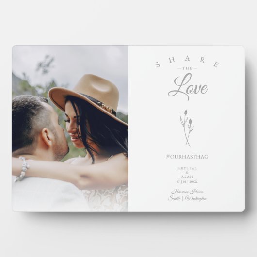 Foto Rustikale Botanische Hochzeit #Hashtag Share  Fotoplatte (Vorderseite)