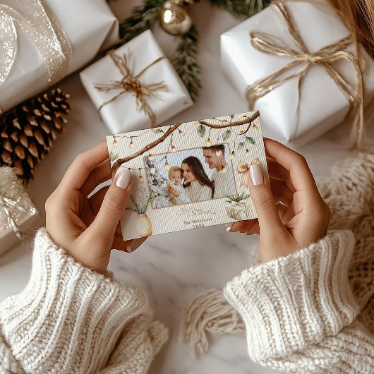 Foto Rustikale Botanische Weihnachtszeit Feiertagskarte
