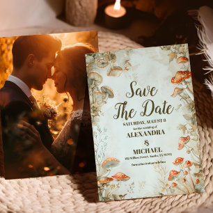 Foto Rustikale Elegante Waldpilz-Hochzeit Save The Date