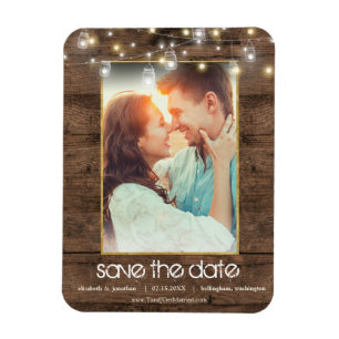 Foto Rustikale Glas-Lichterkette Hochzeitseinladun Magnet