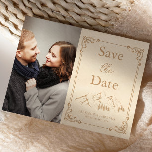 Foto Rustikale Hochzeit der Gebirgsketten Save The Date