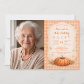 Foto Rustikale Kürbis-Blumen 90. Geburtstag Einladung (Vorderseite)