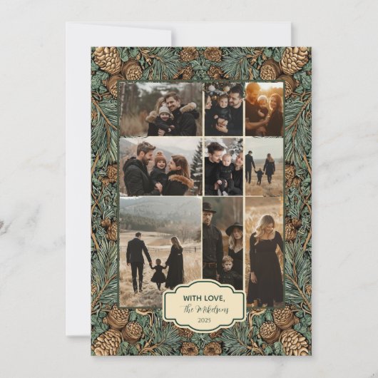 Foto Rustikale Pinecone Feiertagskarte (Vorderseite)