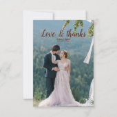 Foto Rustikale Watercolor-Hochzeit Dankeskarte (Vorderseite)