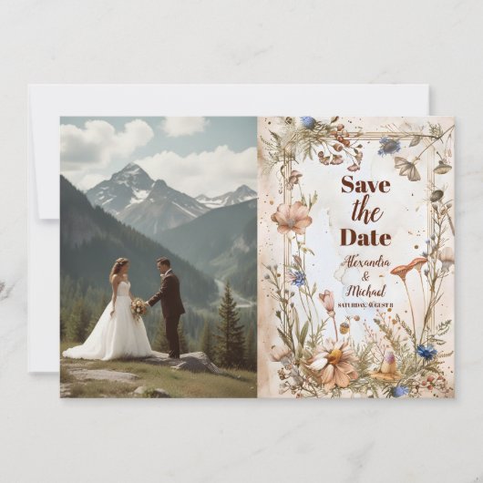 Foto Rustikale Watercolor-Hochzeit Save The Date (Vorderseite)
