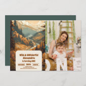 Foto Rustikaler Bergwald 1. Geburtstag Einladung (Vorne/Hinten)