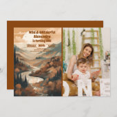 Foto Rustikaler Bergwald 1. Geburtstag Einladung (Vorne/Hinten)