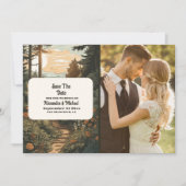 Foto Rustikaler Bergwald Evergreen Wedding Save The Date (Vorderseite)