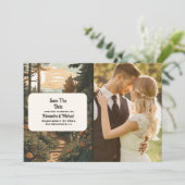 Foto Rustikaler Bergwald Evergreen Wedding Save The Date (Stehend Vorderseite)