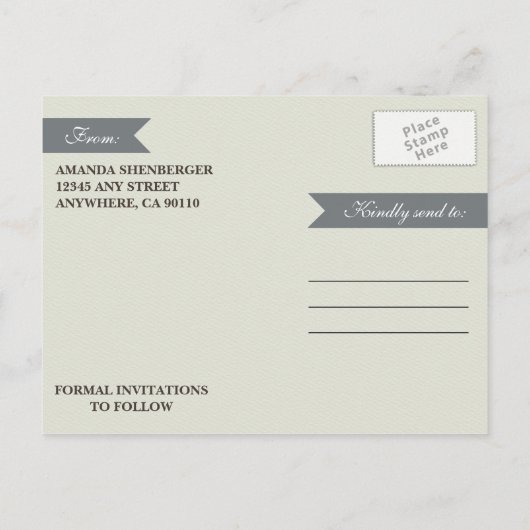 Foto Rustikaler Eichenbaum speichern die Datumskar Ankündigungspostkarte (Rückseite)