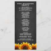 Foto Rustikales Chalkboard Sonnenblumen Hochzeitsp Programm (Rückseite)