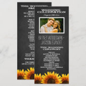Foto Rustikales Chalkboard Sonnenblumen Hochzeitsp Programm (Vorne/Hinten)