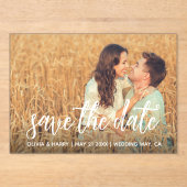 Foto Rustikales Elegantes Modernes Save the Date Acryleinladungen (Vorderseite)