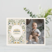 Foto Rustikales Grünwald Fern 1. Geburtstag Einladung (Stehend Vorderseite)