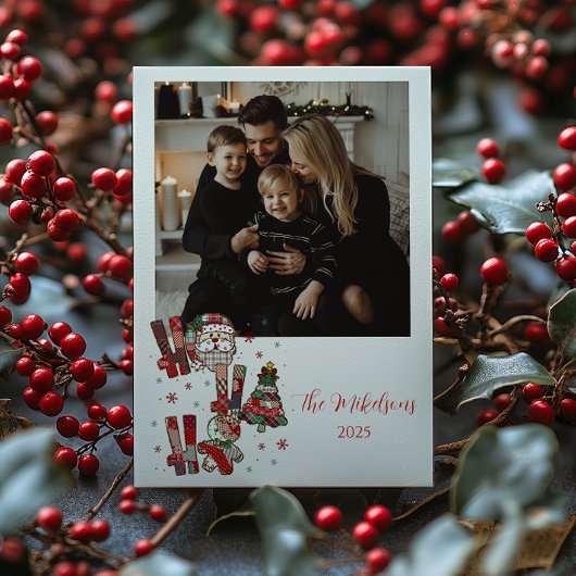 Foto Rustikales Patchwork Ho Ho Ho Weihnachten