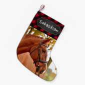 Foto Rustikales Rotes Buffalo Kariertes Pferd Love Kleiner Weihnachtsstrumpf (Vorderansicht (hängend))