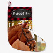 Foto Rustikales Rotes Buffalo Kariertes Pferd Love Kleiner Weihnachtsstrumpf (Vorderseite)