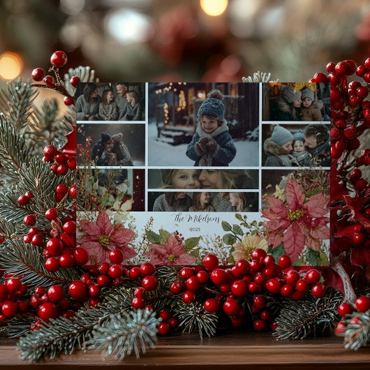Foto Rustische Strumpf und Poinsettias Weihnachten