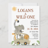 Foto Safari Bus Boys Wild einen Geburtstag Einladung (Vorderseite)