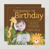 Foto-Safari-Dschungel-Tierkindergeburtstags-Party Einladung (Vorne/Hinten)