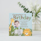 Foto Safari Dschungeltier Geburtstagsparty Einladung (Stehend Vorderseite)