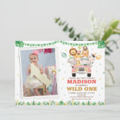 Foto Safari Geburtstagseinladung Wildes Mädchen Einladung (Stehend Vorderseite)