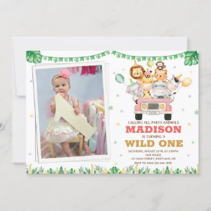 Foto Safari Geburtstagseinladung Wildes Mädchen Einladung