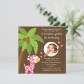 Foto Safari Jungle Giraffe Geburtstagsparty Einladung (Stehend Vorderseite)