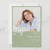 Foto Sage Green 40. Geburtstag Einladung (Vorderseite)