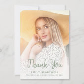 Foto Sage Green Script Abschluss Danke Karte (Vorderseite)