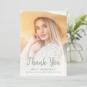 Foto Sage Green Script Abschluss Danke Karte (Stehend Vorderseite)