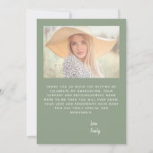 Foto Sage Green Script Abschluss Danke Karte (Rückseite)