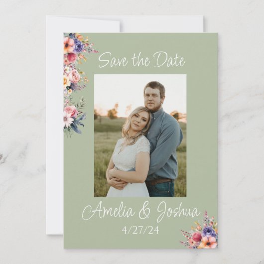 Foto "Sage Green Wildblume" Save the Date (Vorderseite)