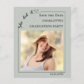 Foto Sage Grün Abschluss Budget Save the Date Flyer (Vorne)
