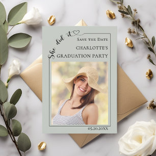 Foto Sage Grün Abschlussfeier Termin merken Save The Date