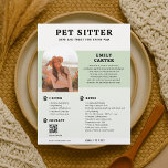 Foto-Sage QR-Code-Flyer für Heimtiere Flyer<br><div class="desc">Dieser professionell gestaltete Flyer ist für Tiersitter konzipiert, die sich auf berufliche und warme Weise mit den Eltern von Haustieren gewollt haben. An der Spitze lassen Sie Ihren Firmennamen in fett formatiertem Retro-Serif-Schriftart und Ihre personalisierte Slogline unten nachhaltig eindrucksvoll erscheinen - und setzen damit den Ton für liebevolle, zuverlässige Betreuung....</div>