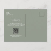 Foto Sage Save the Date Hochzeitswebsite QR Code Ankündigungspostkarte (Rückseite)