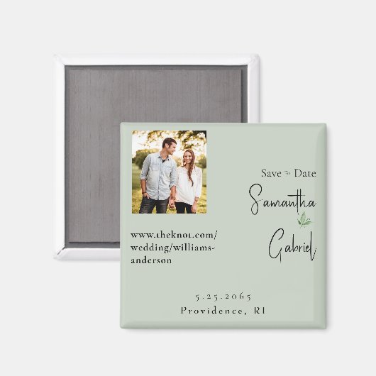Foto Sage Wedding Save the Date Magnet (Vorderseite/Rückseite)
