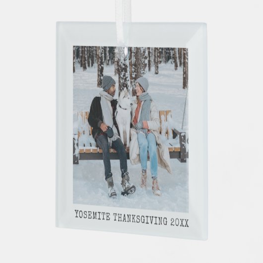 Foto-Sake-Glas-Typ für Familienurlaub Ornament Aus Glas (Vorderseite links)