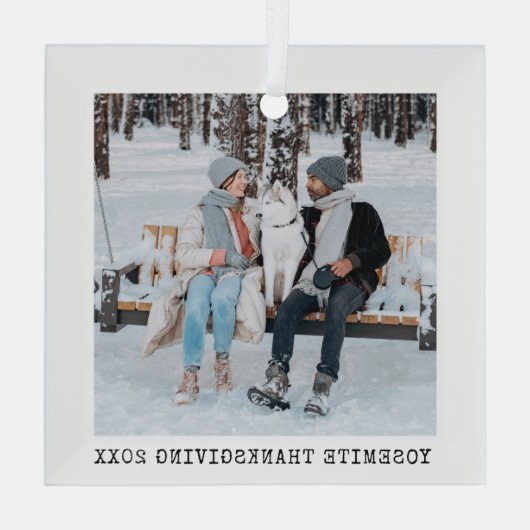 Foto-Sake-Glas-Typ für Familienurlaub Ornament Aus Glas (Rückseite)