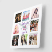 Foto sammeln Freunde für immer Foto weiße beste Fr Quadratische Wanduhr (Winkel)