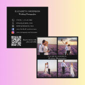 Foto sammelt Schwarz-weiße QR-Sozialmedienprämie Quadratische Visitenkarte