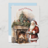 Foto Santa Claus Feuerplatz Schneeflocken Feiertagskarte (Vorne/Hinten)